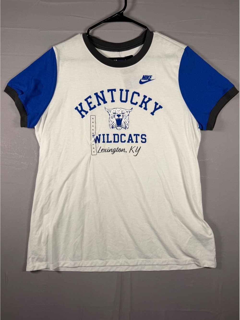 Nike Women's Kentucky Wildcats College T-Shirt XL White Blue Black Ringer